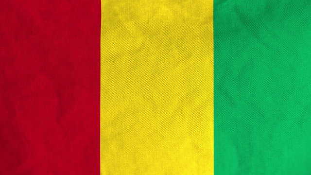 Guinean flag waving in the wind (full frame footage in 4K UHD resolution).