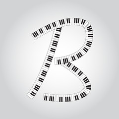 Abstract vector alphabet -  B  made from  piano - alphabet set