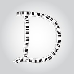 Abstract vector alphabet -  D made from  piano - alphabet set