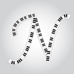 Abstract vector alphabet -  N  made from  piano - alphabet set