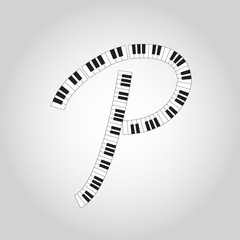 Abstract vector alphabet -  P made from  piano - alphabet set