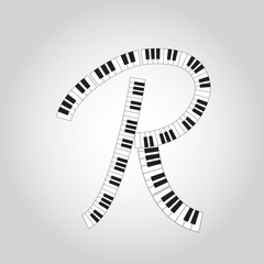 Abstract vector alphabet -  R  made from  piano - alphabet set