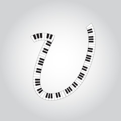 Abstract vector alphabet -  U made from  piano - alphabet set