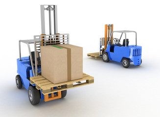 Two loaders with cargo on a white background