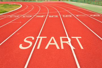 Starting line at stadium football field