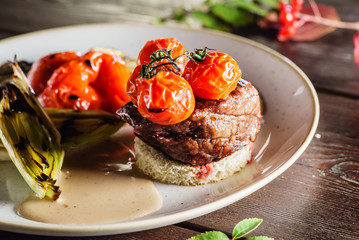 grilled meat with vegetables