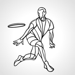 Sportsman throwing ultimate frisbee. Vector illustration
