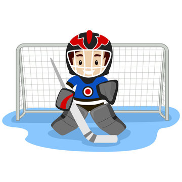Illustration of Playing Ice Hockey Player