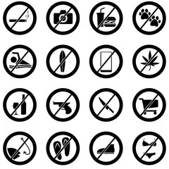 Warning caution forbidden sign for various purpose icon symbol vector pictogram