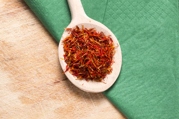 Saffron in a wooden spun