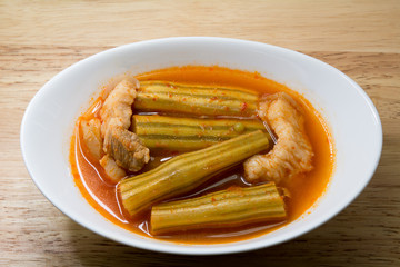 Thai food Moringa curry with pork 