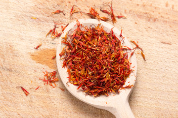 Saffron in a wooden spun