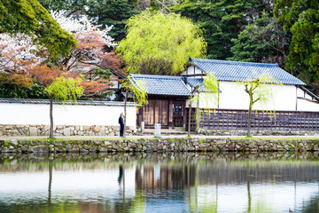 Fototapeta premium The perspective view of kyoto stree view as background in the s
