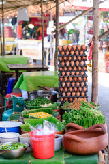 Fototapeta premium Ingredient for Pad Thai cooking, focused on eggs.