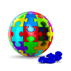 Puzzle on white background. Isolated 3D image
