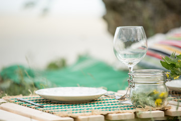 Wedding decorations for a wedding outdoors,
