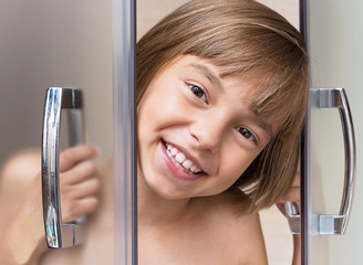 Little girl in the bathroom