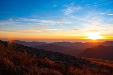 Fototapeta premium Mountain sunset autumn
