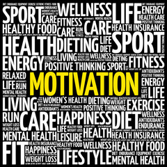 Obraz premium MOTIVATION word cloud background, health concept