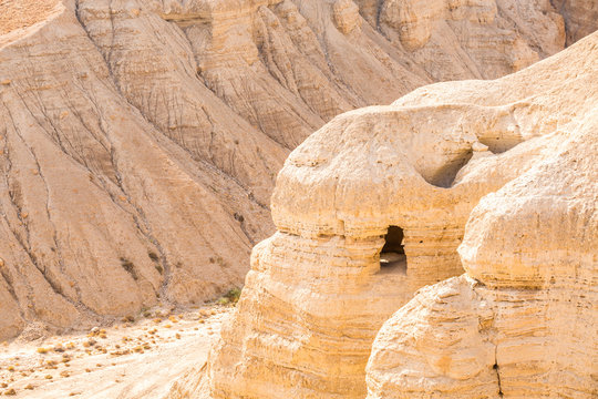 Cave in Qumran, where the dead sea scrolls were found