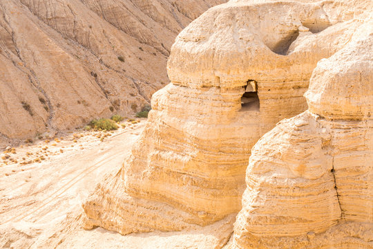 Cave in Qumran, where the dead sea scrolls were found