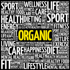 Obraz premium ORGANIC word cloud background, health concept