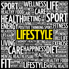 LIFESTYLE word cloud background, health concept