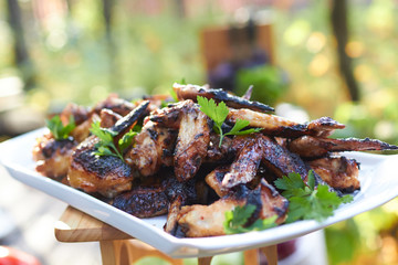 grilled chicken wings outdoor