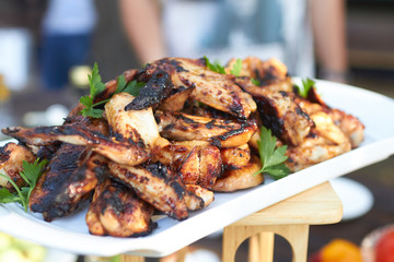 grilled chicken wings outdoor