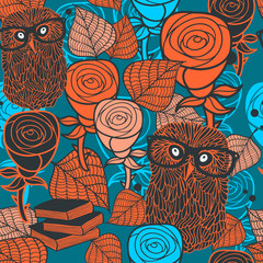 Fototapeta premium Seamless pattern with flora and fauna.