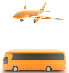 Airplane and bus