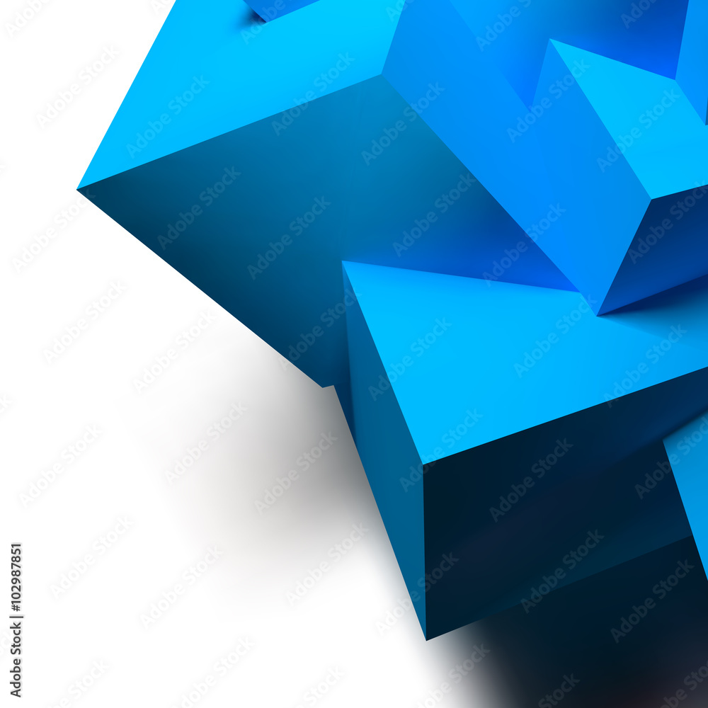 Poster abstract background with overlapping blue cubes