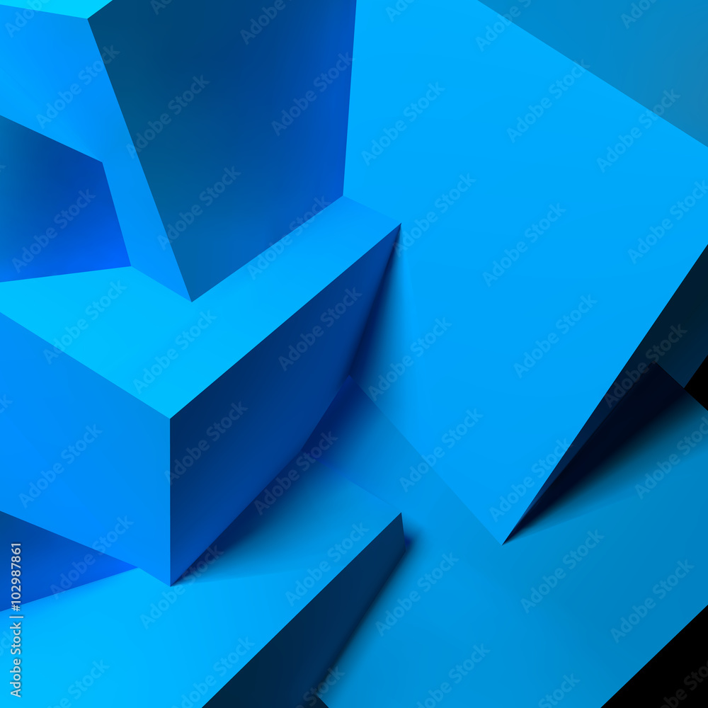 Poster abstract background with overlapping blue cubes