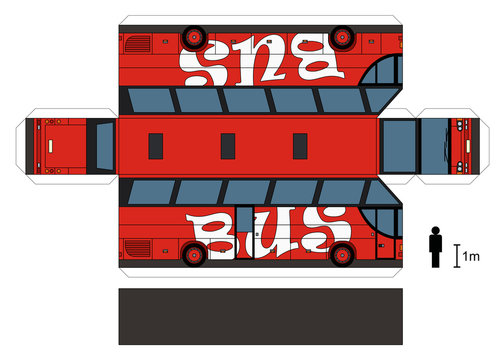 Paper model of a red bus / Vector illustration
