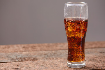 cola with ice closeup