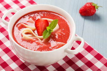 Home made soup with strawberries.