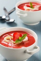 Home made soup with strawberries.