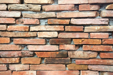 Traditional ancient red brick wall. texture, background.