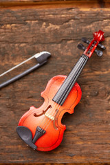 violin on a wooden background