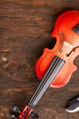 Fototapeta na wymiar violin on a wooden background