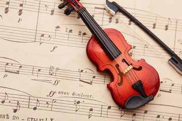Naklejka na ściany i meble violin on of notes background