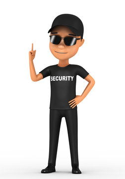 3d man guard on a white background