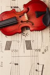 Obraz na płótnie Canvas violin on of notes background