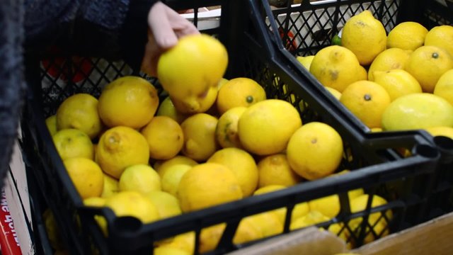 in the store buying lemons