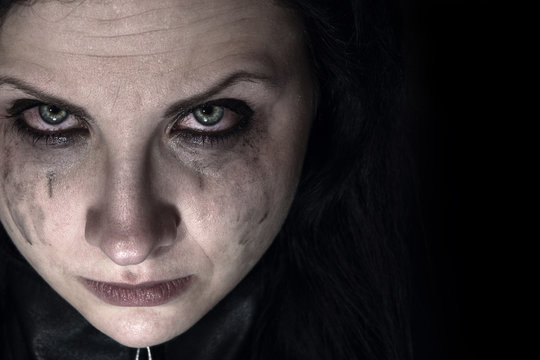 Portrait of a tearful woman