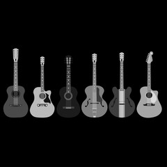 Naklejka premium acoustic guitars on black background