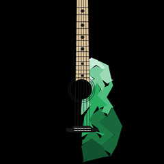 acoustic guitar on black background fragments