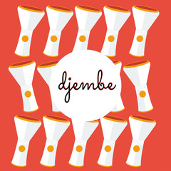  percussion djembe on colored background with text