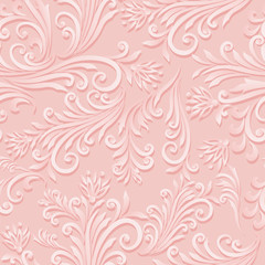 Volumetric seamless floral pattern background.