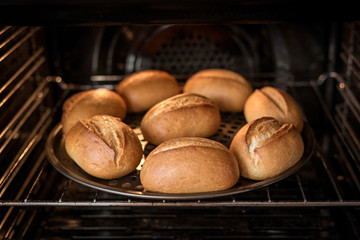 Home baked bread in oven